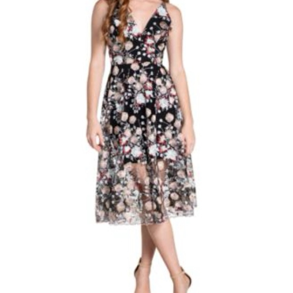 Dress the Population Audrey Floral Black Dress